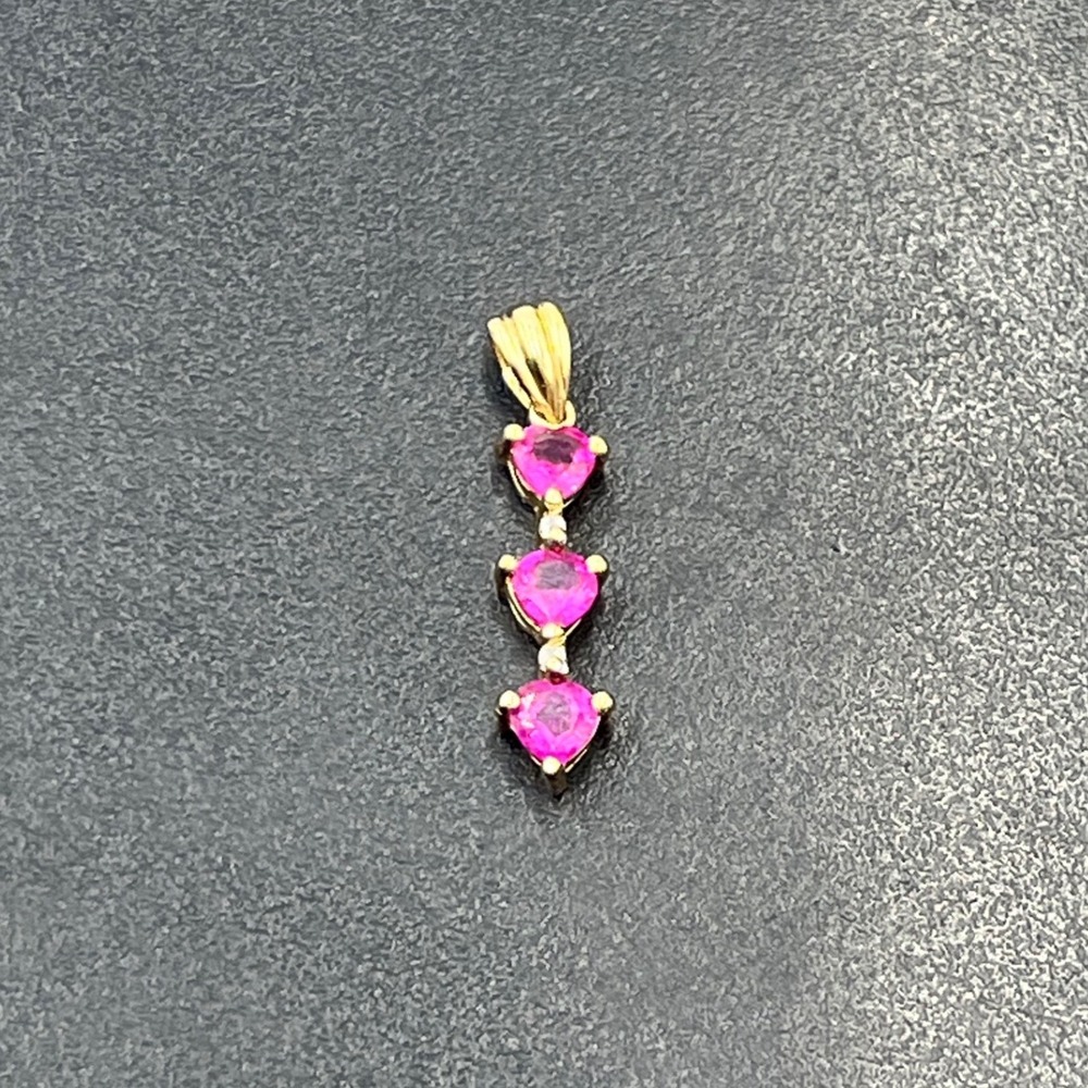 STS Chuck Clemency 10k .70 grams Pink Spinel Diamond Heart Accent Pendant